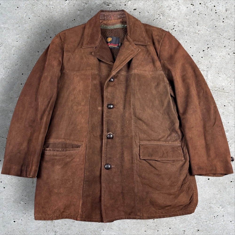 Vintage Richman Brothers Suede Leather Coat Men's 42 Lined‎ 70s